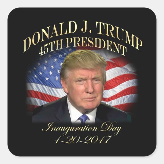 President Donald Trump Inauguration Herdenking Vierkante Sticker (Voorkant)