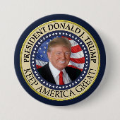 President Donald Trump Keep America Ronde Button 7,6 Cm (Voorkant)