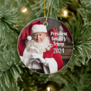 President Donald Trump Kerstman Kerst 2024 Keramisch Ornament