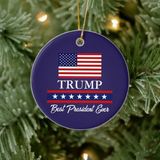 PRESIDENT DONALD TRUMP KERSTVERSIERING KERAMISCH ORNAMENT (Boom)