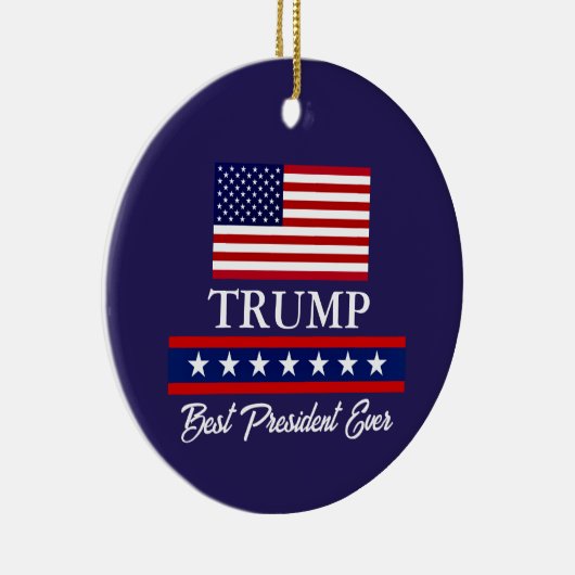 PRESIDENT DONALD TRUMP KERSTVERSIERING KERAMISCH ORNAMENT (Rechts)