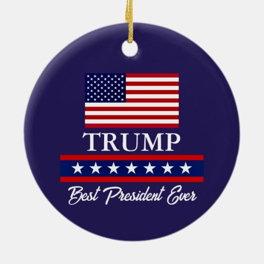 PRESIDENT DONALD TRUMP KERSTVERSIERING KERAMISCH ORNAMENT (Achterkant)