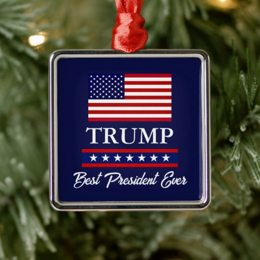PRESIDENT DONALD TRUMP KERSTVERSIERING METALEN ORNAMENT (Boom)