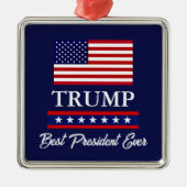 PRESIDENT DONALD TRUMP KERSTVERSIERING METALEN ORNAMENT (Voorkant)