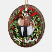 President Donald Trump & Melania 2023 Holly Wreath Keramisch Ornament (Links)