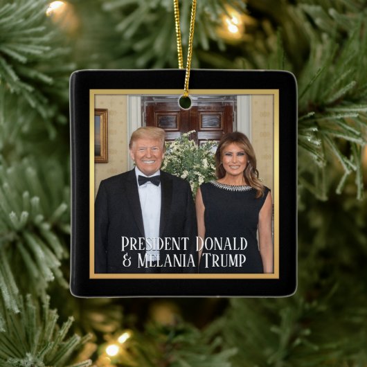 President Donald Trump & Melania Elegant 2020 Keramisch Ornament (Boom)