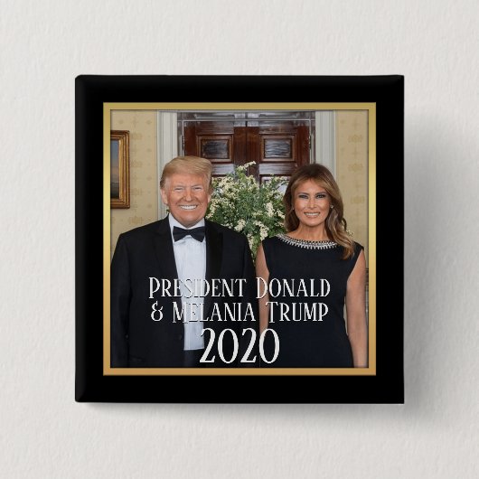 President Donald Trump & Melania Elegant 2020 Vierkante Button 5,1 Cm (Voorkant)