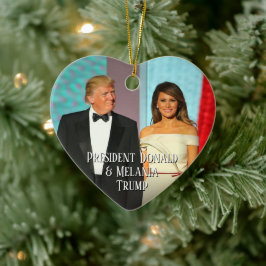 President Donald Trump & Melania Hartfoto Keramisch Ornament