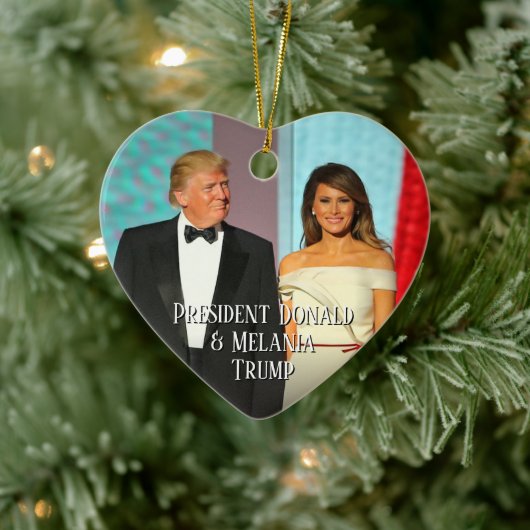 President Donald Trump & Melania Hartfoto Keramisch Ornament (Boom)