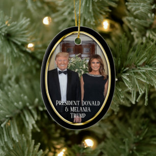 President Donald Trump & Melania Kerst Keramisch Ornament