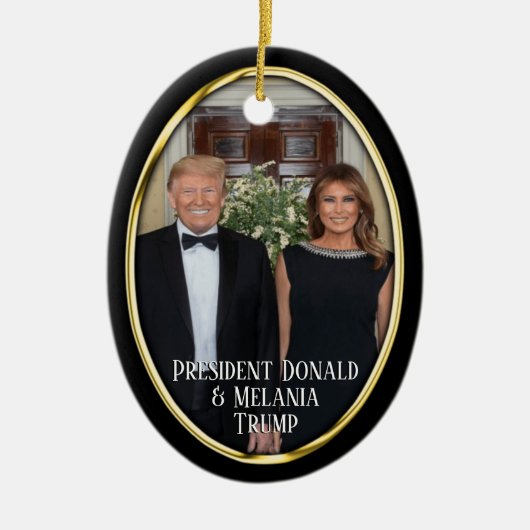 President Donald Trump & Melania Kerst Keramisch Ornament (Voorkant)