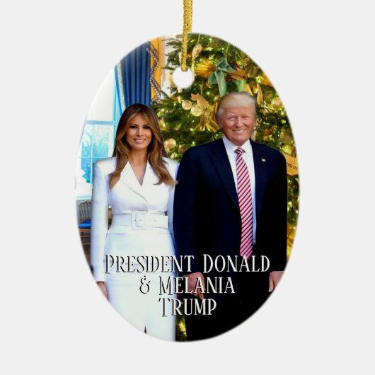 President Donald Trump & Melania Kerstboom Keramisch Ornament (Voorkant)