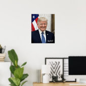 President Donald Trump met zijn handtekening Poster (Thuiskantoor)