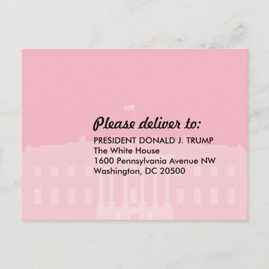 President Donald Trump PINK SLIP / Mail naar de WH Aankondigingskaart (Achterkant)