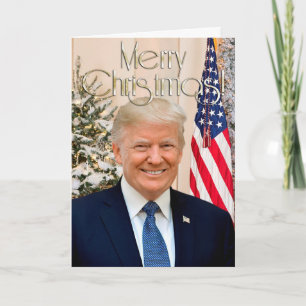 President Donald Trump Prettig Kerst Foto Feestdagen Kaart