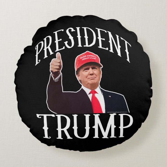 President Donald Trump Red Pet duikt op Rond Kussen (Voorkant)