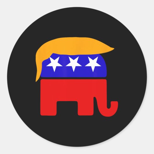 President Donald Trump Republikeins Olifantenhaar Ronde Sticker (Voorkant)