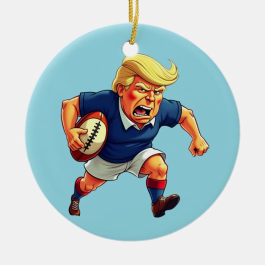 President Donald Trump speelt rugby Keramisch Ornament (Voorkant)