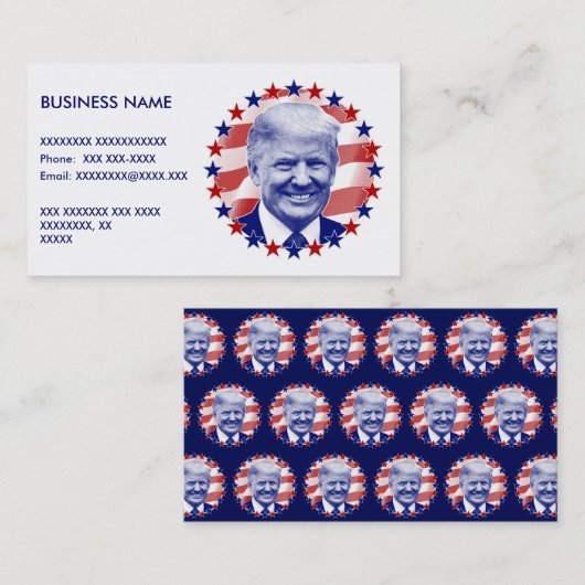 President Donald Trump Stars and Stripes Visitekaartje (Voorkant / Achterkant)