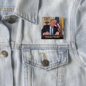 President Donald Trump Vierkante Button 5,1 Cm (In situ)