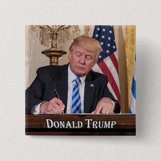 President Donald Trump Vierkante Button 5,1 Cm (Voorkant)