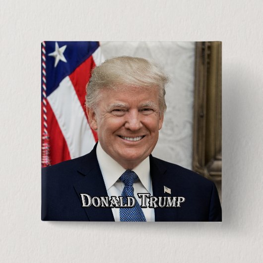 President Donald Trump Vierkante Button 5,1 Cm (Voorkant)