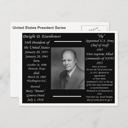 President Dwight Eisenhower Briefkaart (Voorkant / Achterkant)