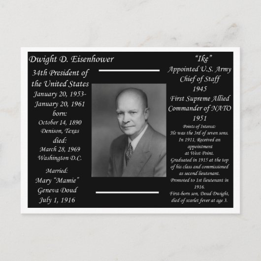 President Dwight Eisenhower Briefkaart (Voorkant)