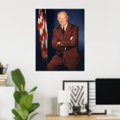 President Eisenhower en de Amerikaanse vlag Poster (Thuiskantoor)