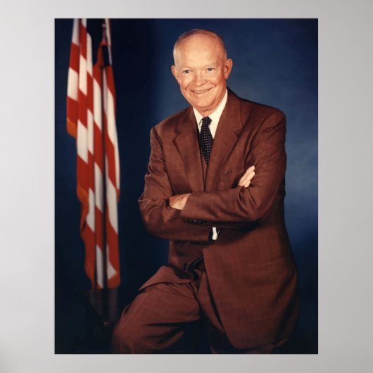 President Eisenhower en de Amerikaanse vlag Poster (Voorkant)