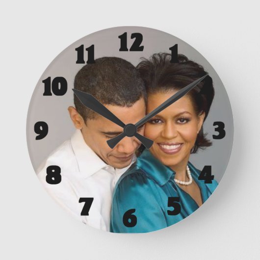 PRESIDENT EN MRS OBAMA-CLOCK RONDE KLOK (Voorkant)