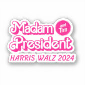President en Tim in het roze Sticker (Voorkant)