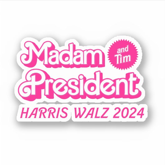 President en Tim in het roze Sticker (Voorkant)