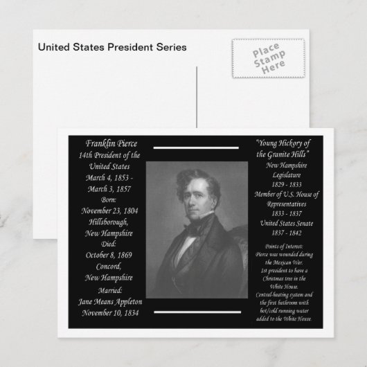 President Franklin Pierce Briefkaart (Voorkant / Achterkant)