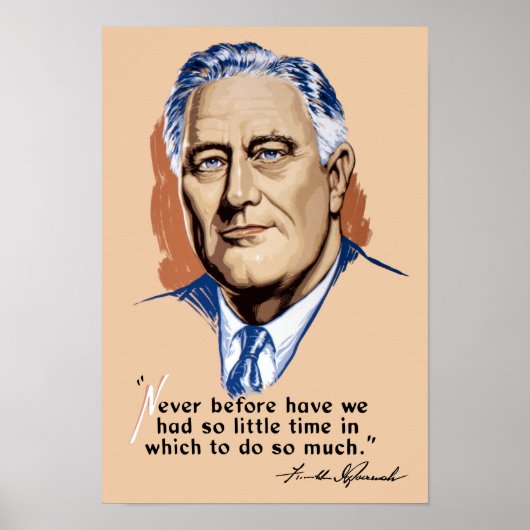 President Franklin Roosevelt en Citaat - WWII Poster (Voorkant)