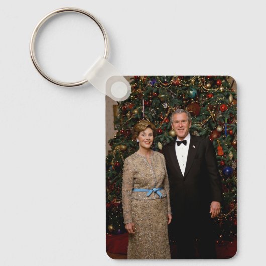 President George Bush, Laura Kerstmis Witte Huis Sleutelhanger (Voorkant)