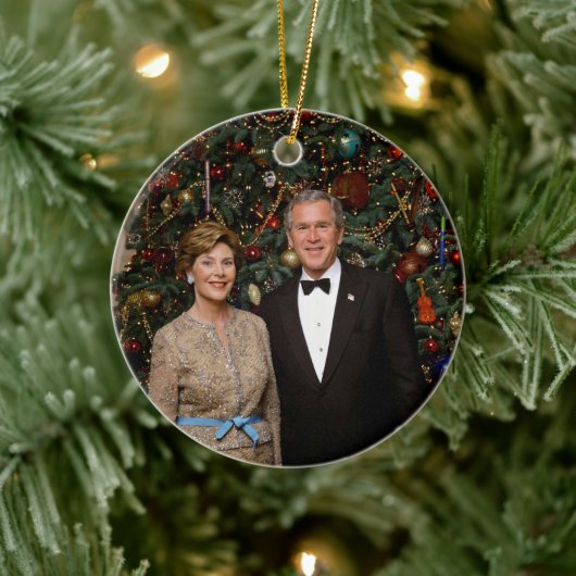 President George Struik, Laura Christmas White Hou Keramisch Ornament (Boom)