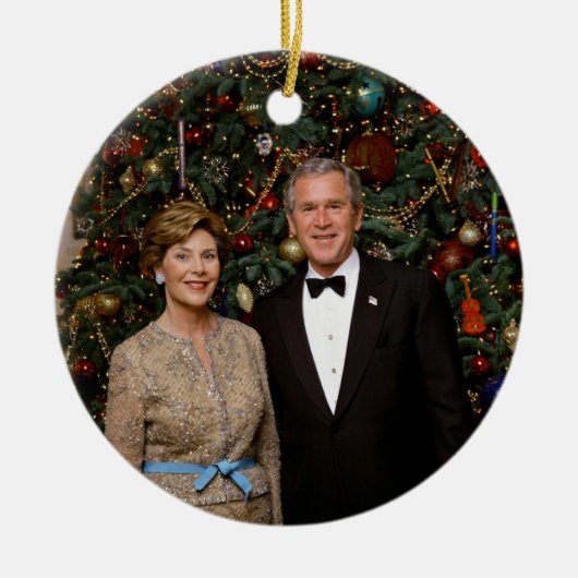 President George Struik, Laura Christmas White Hou Keramisch Ornament (Voorkant)