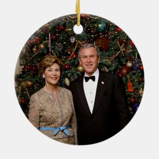 President George Struik, Laura Christmas White Hou Keramisch Ornament (Achterkant)