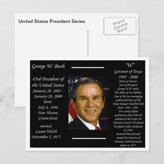 President George W Struik Briefkaart (Voorkant / Achterkant)