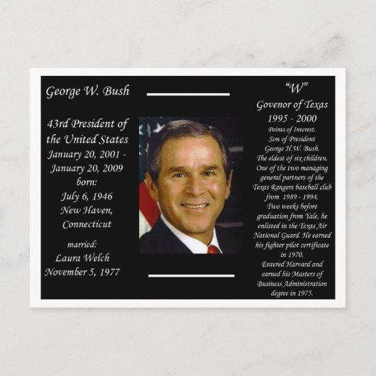 President George W Struik Briefkaart (Voorkant)
