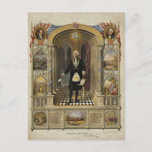 President George Washington als vrijmetselaar Briefkaart (Voorkant)