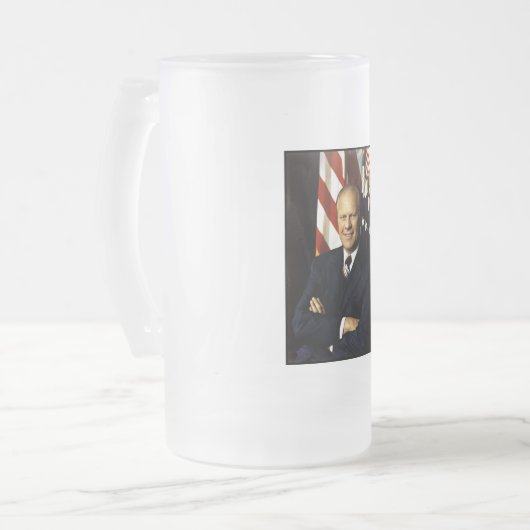 President Gerald Ford Portret Frosted Glass Beer Matglas Bierpul (Voorkant links)