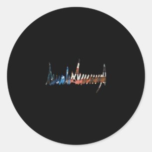 President Handtekening Grunge VS Vlag 4 juli 17 Ronde Sticker