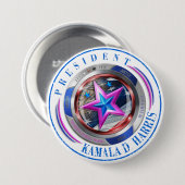 President Harris/Walz Stamp Medallion Ronde Button 7,6 Cm (Voorkant /achterkant)