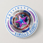 President Harris/Walz Stamp Medallion Ronde Button 7,6 Cm (Voorkant)