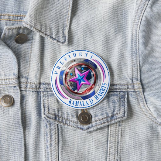 President Harris/Walz Stamp Medallion Ronde Button 7,6 Cm (In situ)