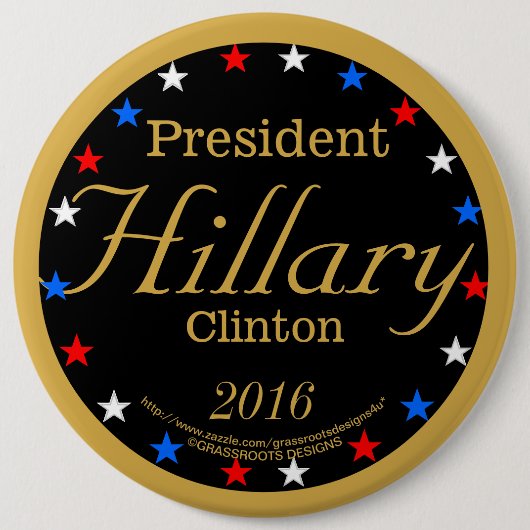 President Hillary Clinton 2016 Grassrootsdesigns4u Ronde Button 6,0 Cm (Voorkant)