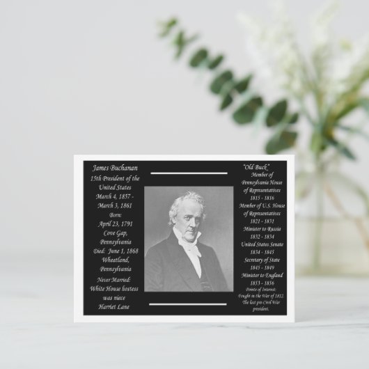 President James Buchanan Briefkaart (Staand voorkant)