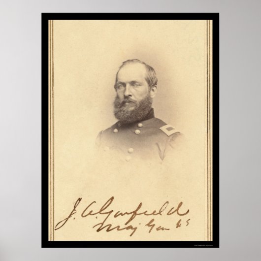 President James Garfield Ondertekende Kaart 1861 Poster (Voorkant)